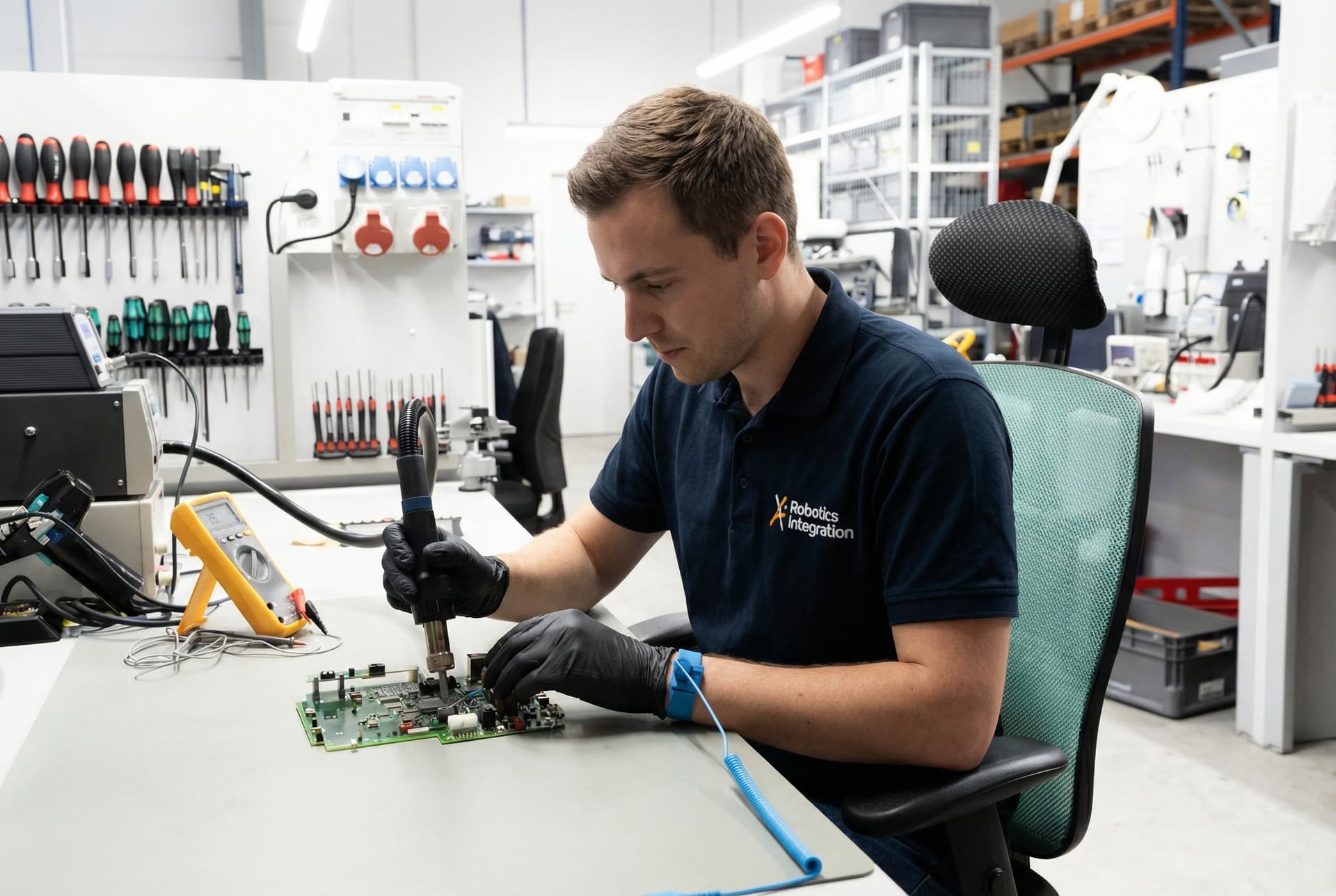 Robot service technician at work