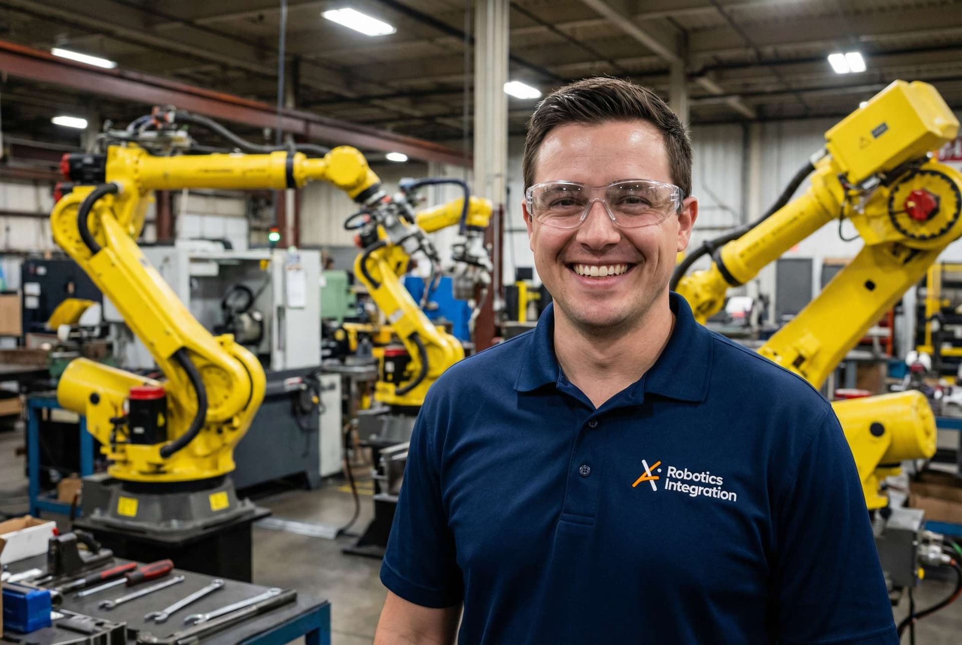 Robot service technician at work