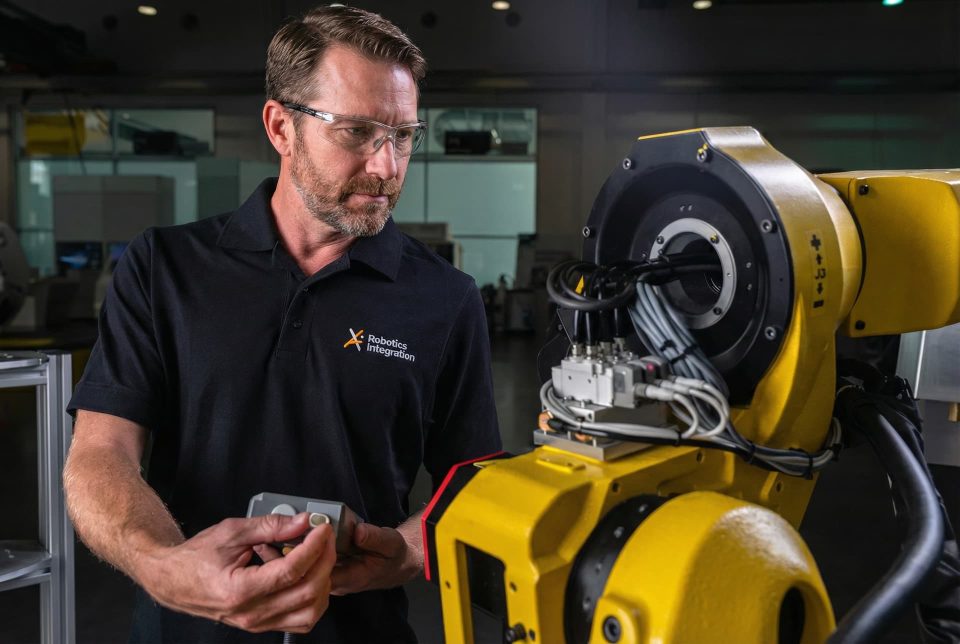 Robot service technician at work